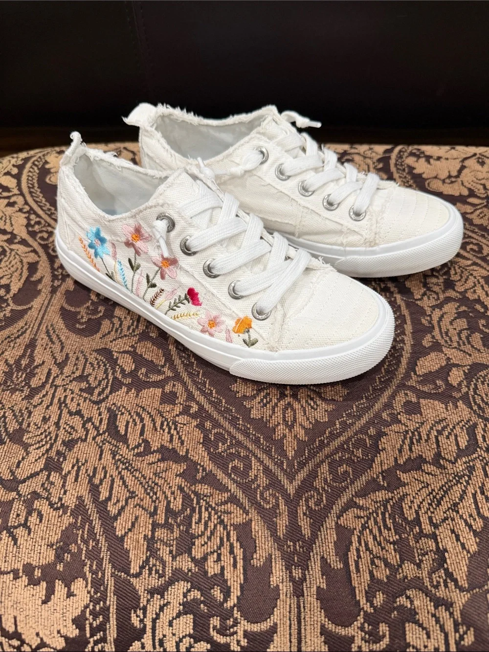 Blowfish Malibu Canvas Sneakers with Multicolor Floral Embroidery